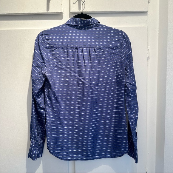 JCrew Silk Blouse Blue with Cream Dots - Picture 4 of 4